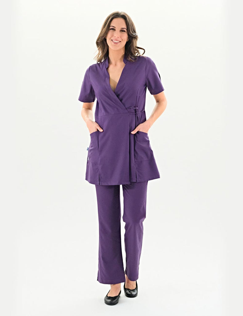 JANICE/B- Long women's twill crossover kimono