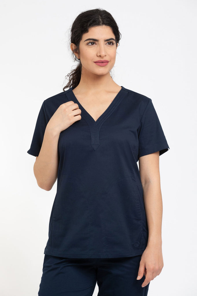 SARAH - Women's Y-neck tunic in stretch cotton